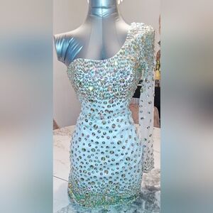 Dazzling One-Shoulder Sequin Dress in White
